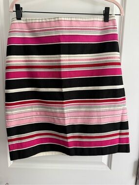 Talbots Pink, Hot Pink & Black Striped Pencil Skirt